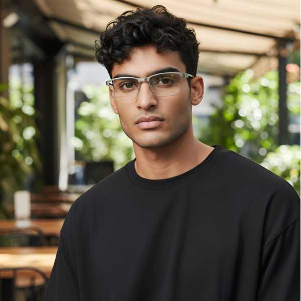 Armação de Óculos Retangular Fio Nylon OX3222 Prata